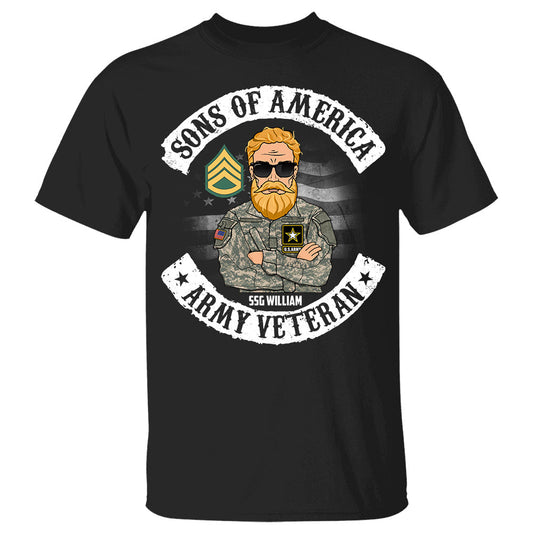 Sons Of America U.S. Veteran Personalized Branch Rank Name Shirt For Veterans Veteran's Day Gift H2511