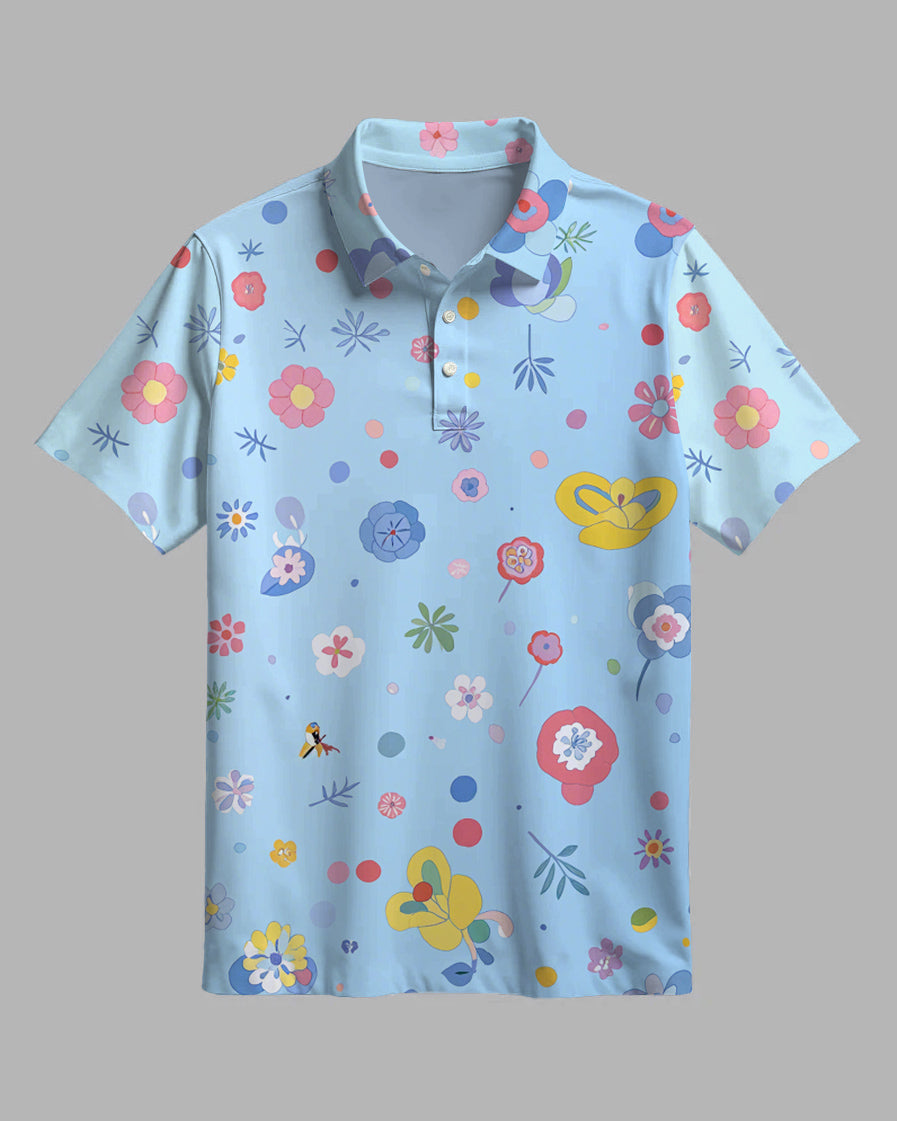 Men's Childlike Printed Casual Short-Sleeved Polo