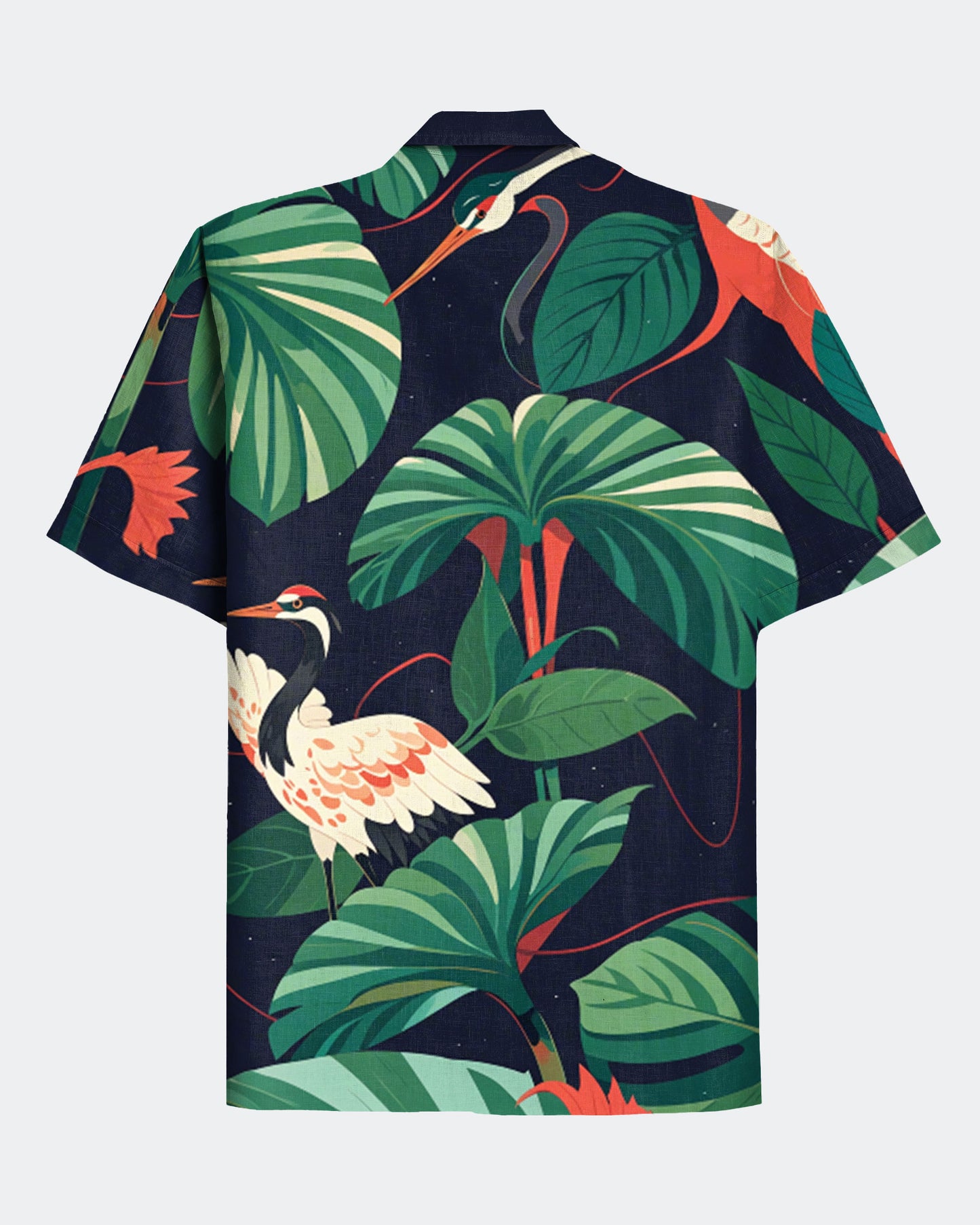 Men's Hawaii Red-Crowned Crane Print Short Sleeve Shirt