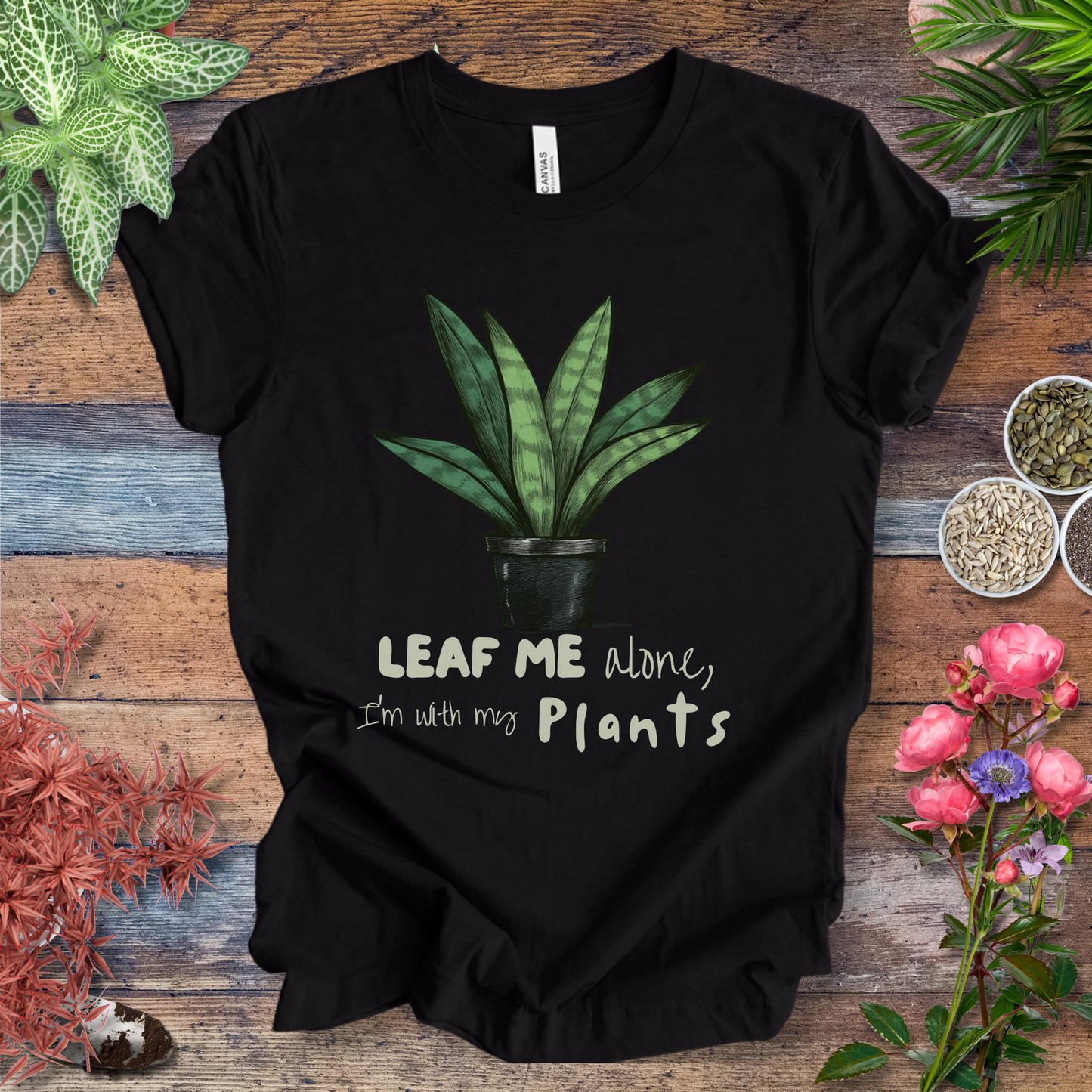 "Leaf Me Alone" Funny Snake Plant Lover T-Shirt