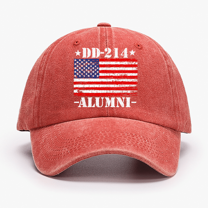 DD-214 Alumni Military Veteran American Flag Patriotic Cap (Free Customization)