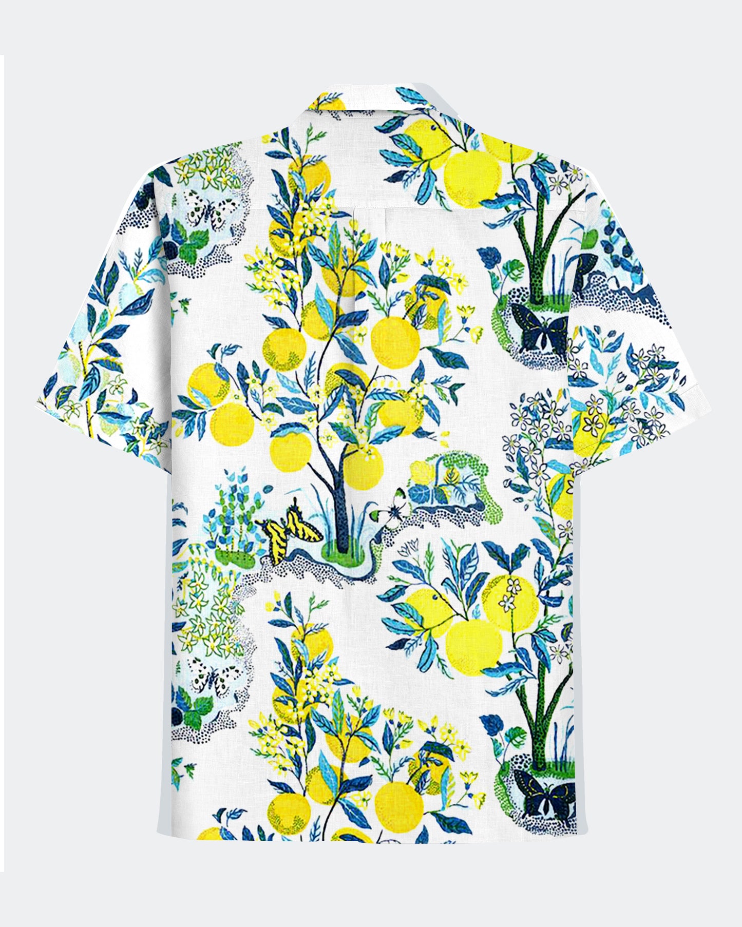 Hawaiian Casual White Clear Lemon Men's Plus Size Cuban Collar Short Sleeve Shirt