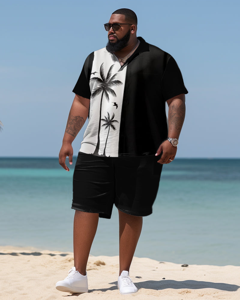 Men's Large Size Coconut Splicing Polo Shirt and Shorts Set