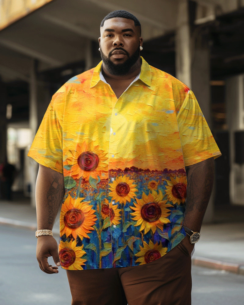 Sunflower Oil Painting Personalized Men's Large Hawaiian Shirt