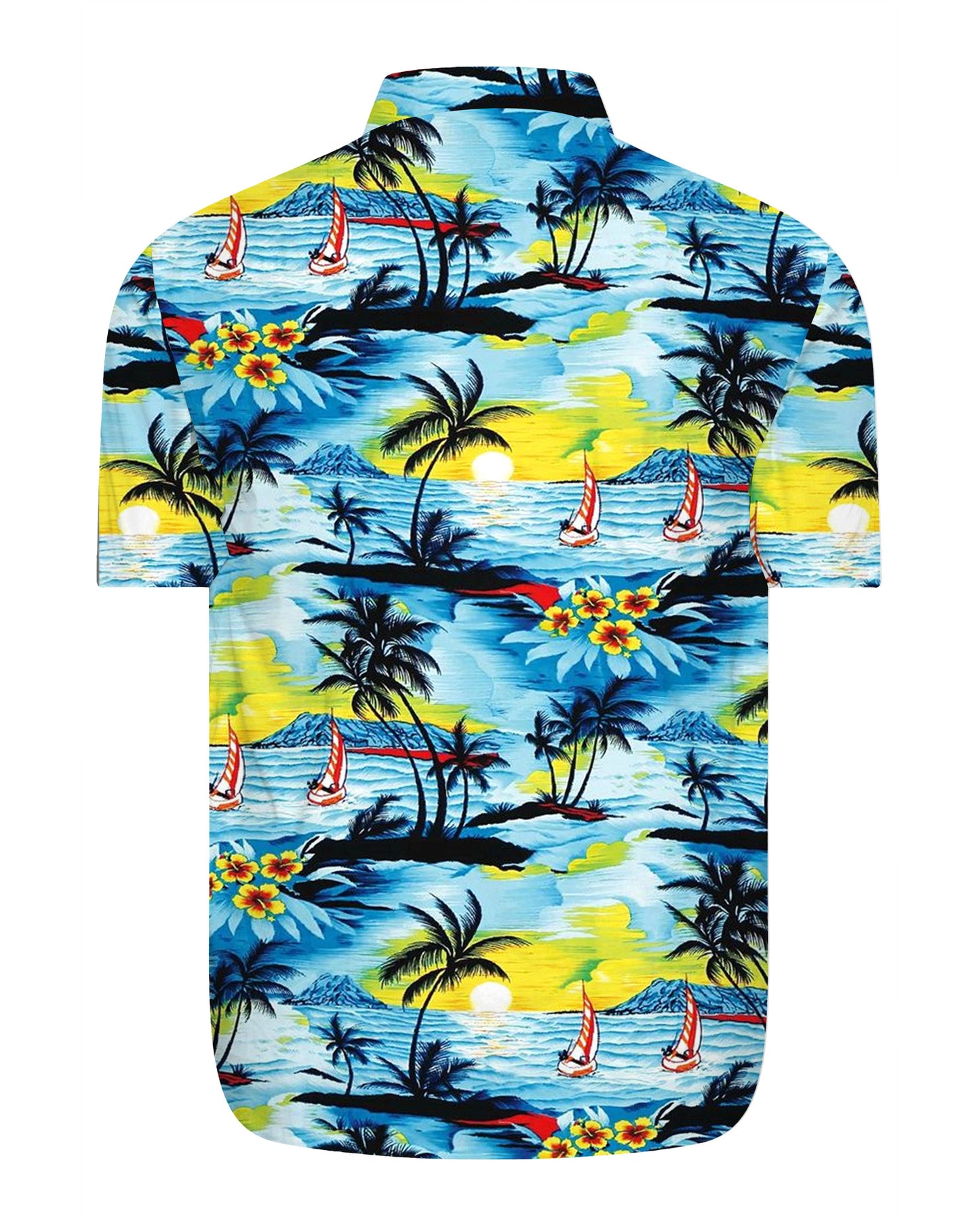 Men's Plus Size Shawe Coconut Tree Photo Short Sleeve Shirt