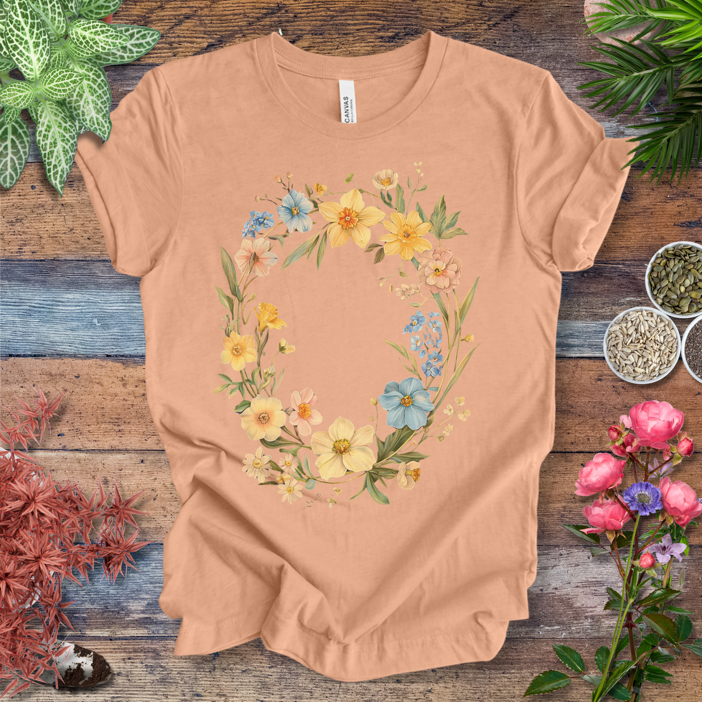 Spring Meadow Floral Wreath T-Shirt