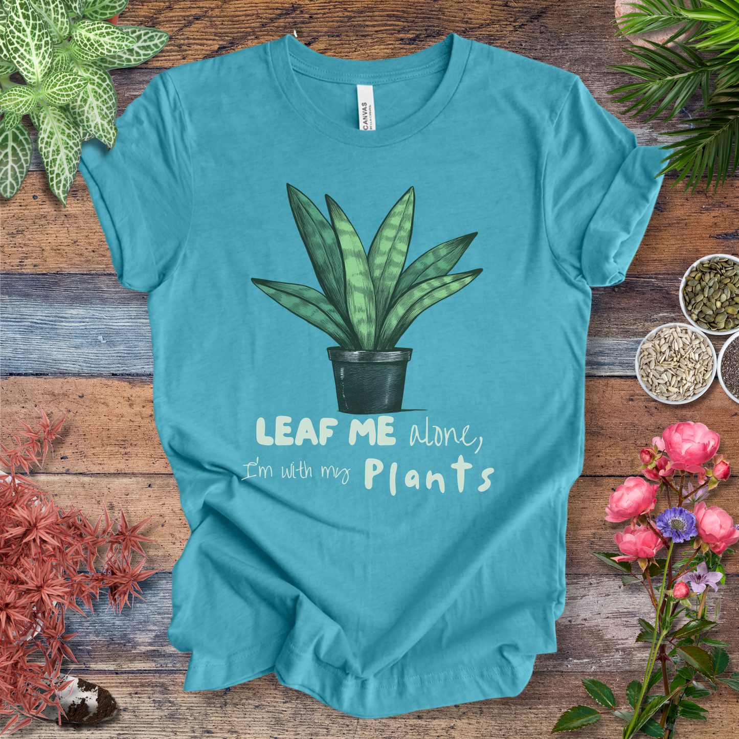 "Leaf Me Alone" Funny Snake Plant Lover T-Shirt