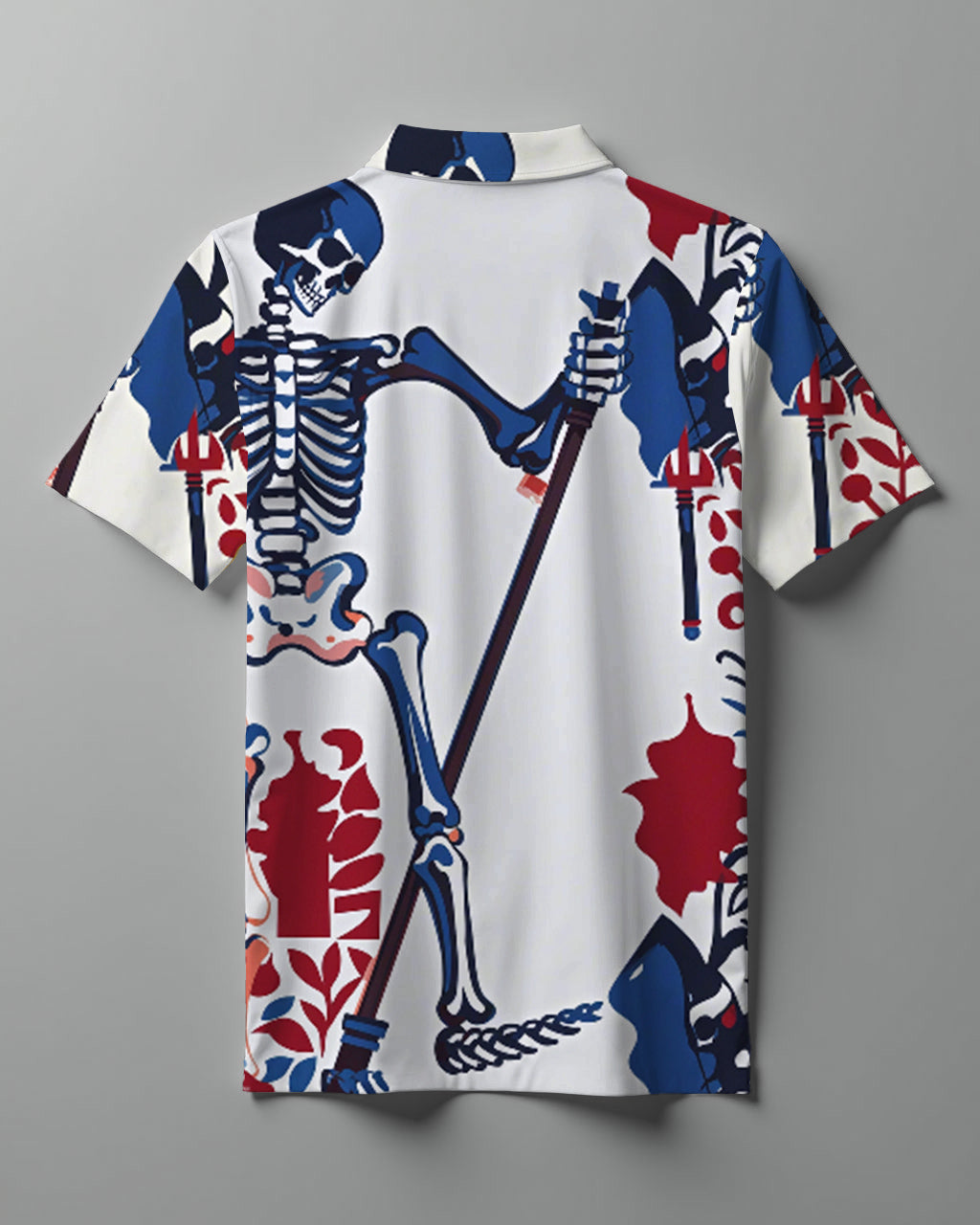 Men's Fantasy Skull Print Short-Sleeved Polo