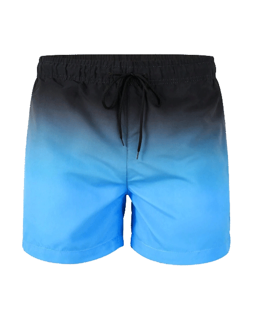 Beach Quick-drying Gradient Black And Blue Printed Swim Trunks