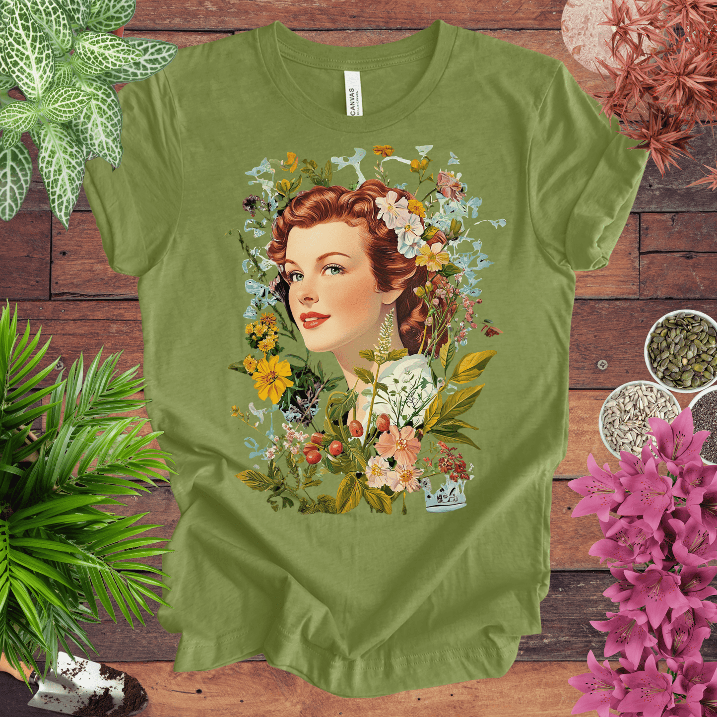 Vintage Floral Portrait T-Shirt