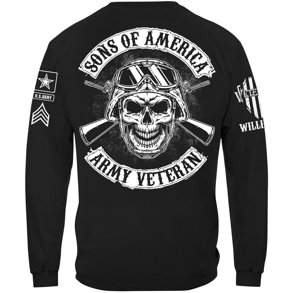 Sons Of America US Veteran Custom All Branches Logo Rank Name Shirt Gift For Soldier Veteran H2511