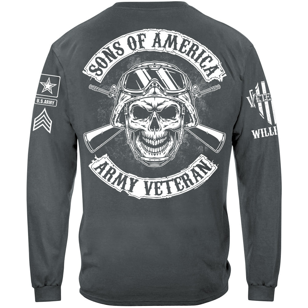 Sons Of America US Veteran Custom All Branches Logo Rank Name Shirt Gift For Soldier Veteran H2511