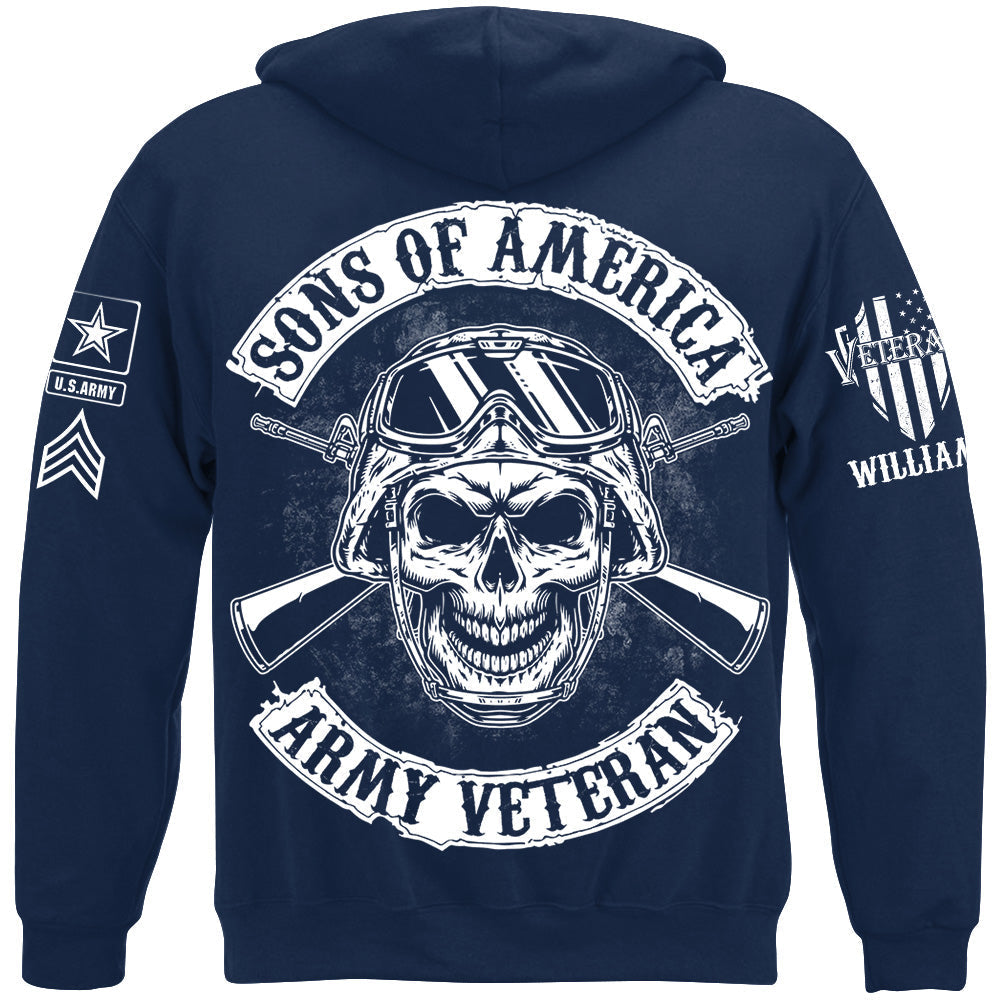 Sons Of America US Veteran Custom All Branches Logo Rank Name Shirt Gift For Soldier Veteran H2511