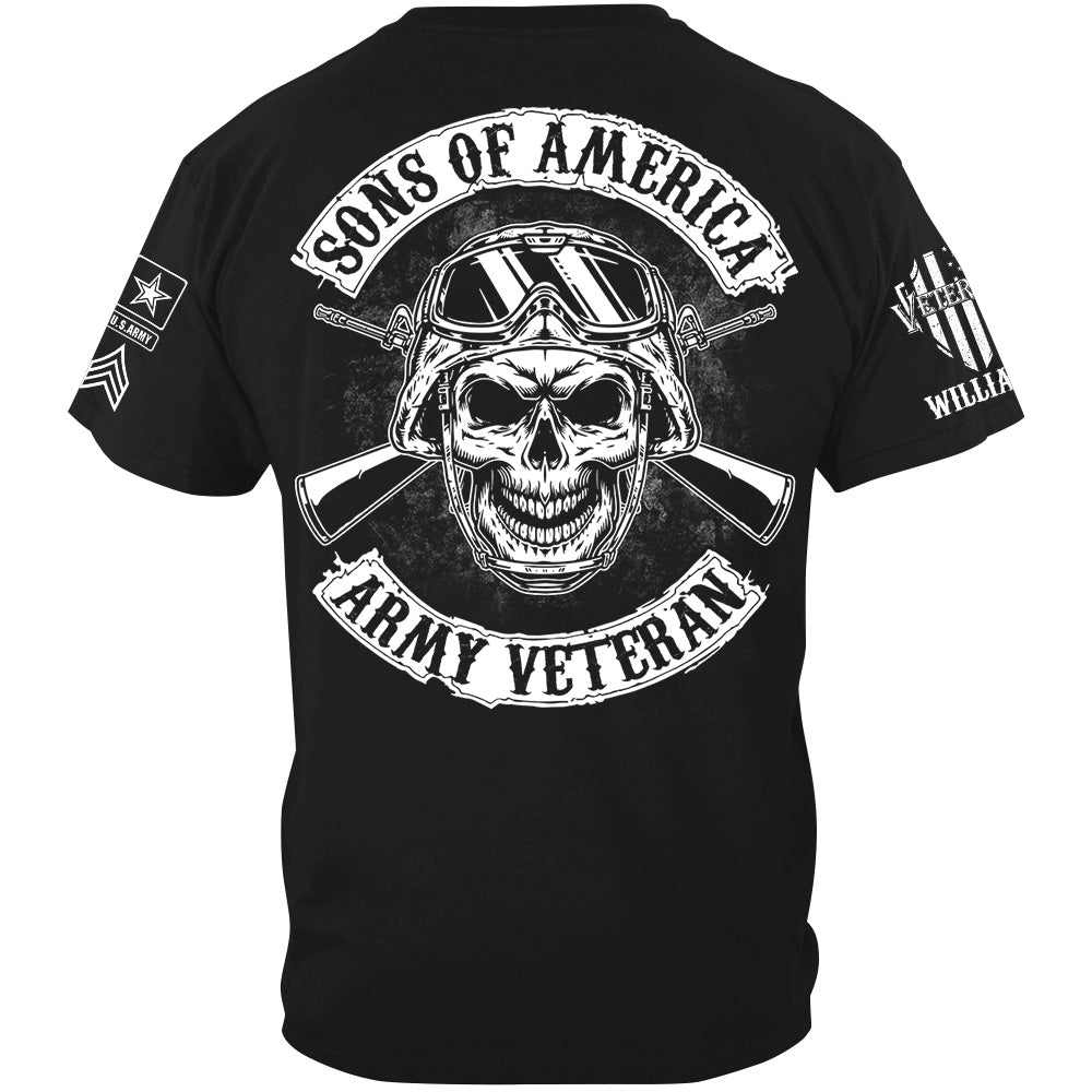 Sons Of America US Veteran Custom All Branches Logo Rank Name Shirt Gift For Soldier Veteran H2511