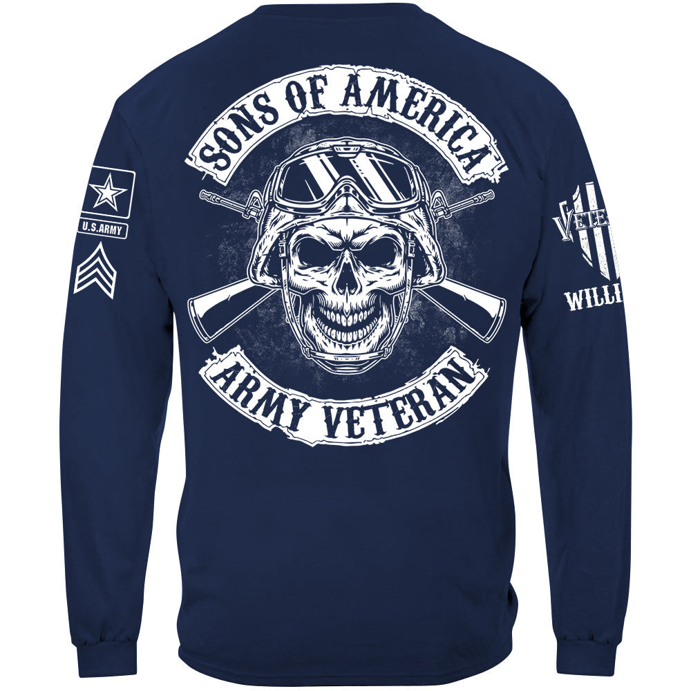 Sons Of America US Veteran Custom All Branches Logo Rank Name Shirt Gift For Soldier Veteran H2511