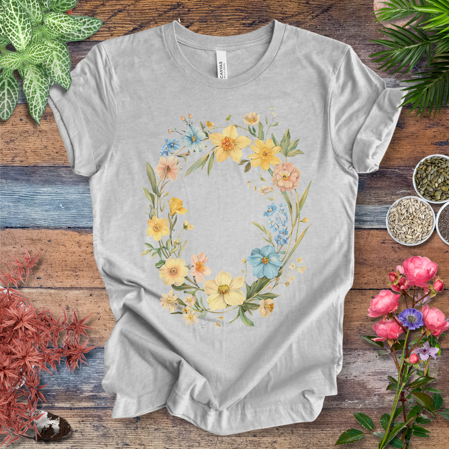 Spring Meadow Floral Wreath T-Shirt