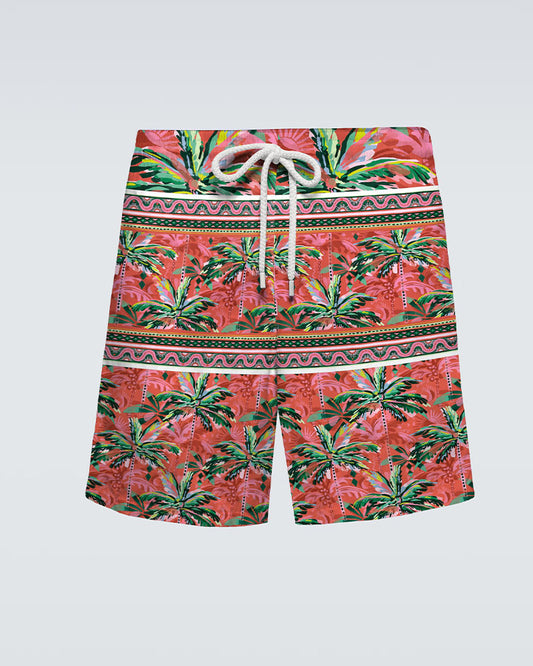 Hawaiian Baroque Floral Print Beach Quick-Dry Trunks Swimming Trunks Plus Size Men