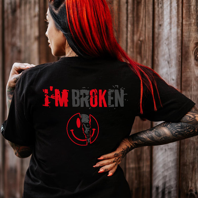 Vintage I'm Broken Skull Women's Monogram T-shirt