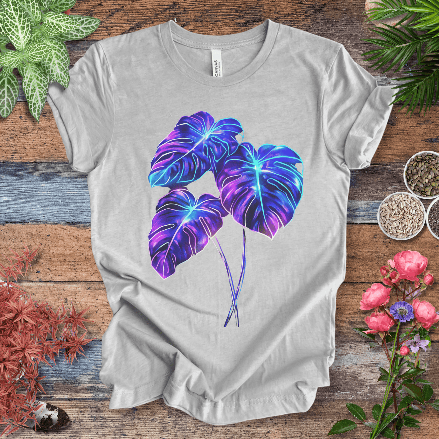 Bioluminescent Monstera Jungle Plant Lover Aesthetic T-Shirt