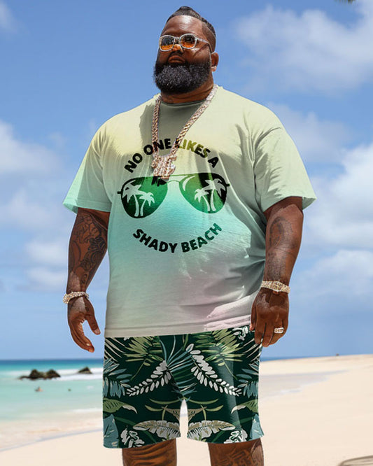 Men's Plus Size Hawaiian Tie-Dye Sunglasses Letter Print T-Shirt Shorts Suit