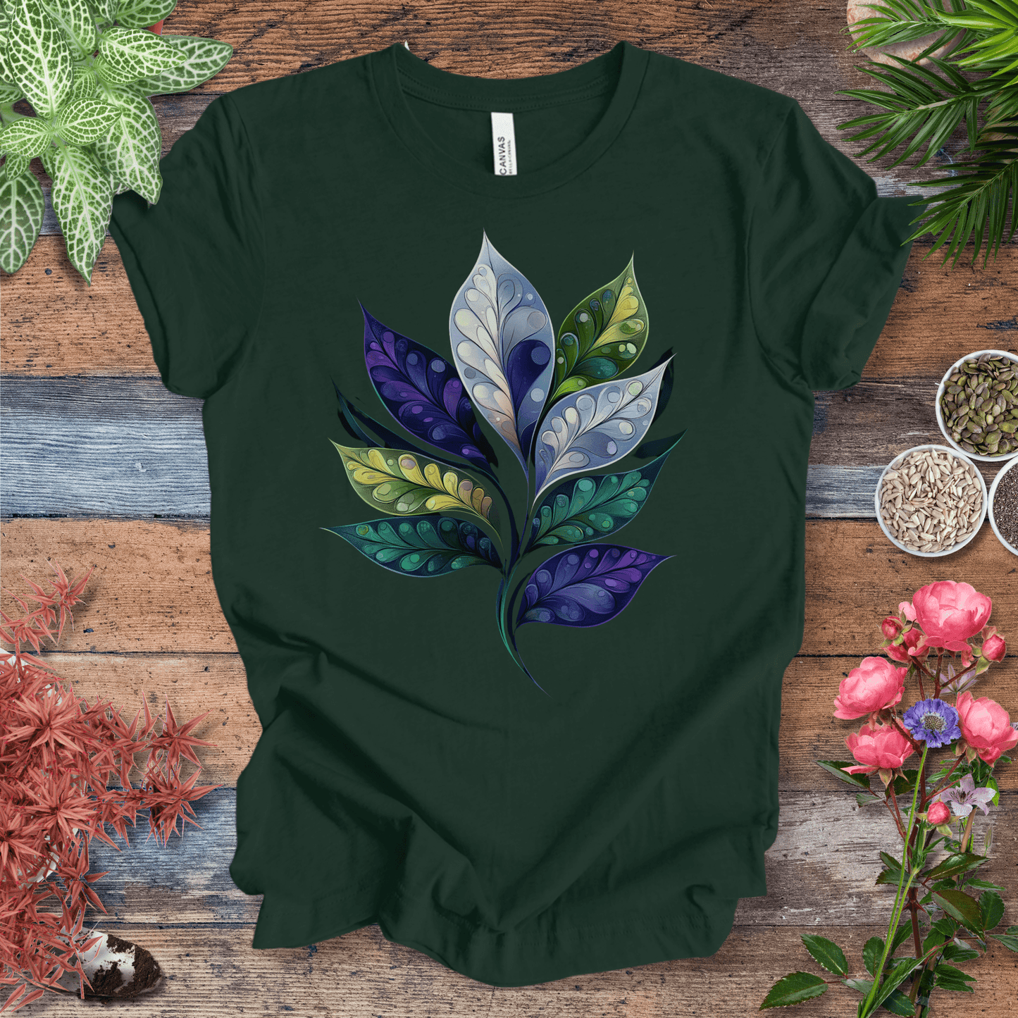 Watercolor Galaxy Leaf T-Shirt