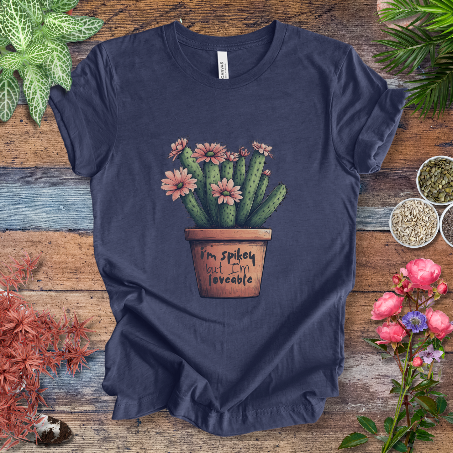 "I'm Spikey but I'm Lovable" Funny Cactus Lover T-Shirt