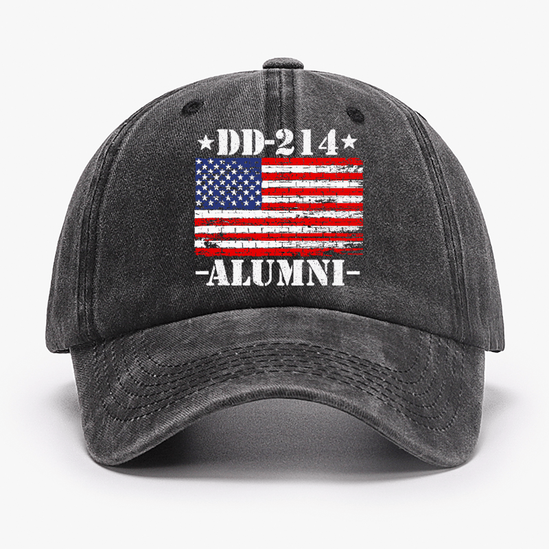 DD-214 Alumni Military Veteran American Flag Patriotic Cap (Free Customization)