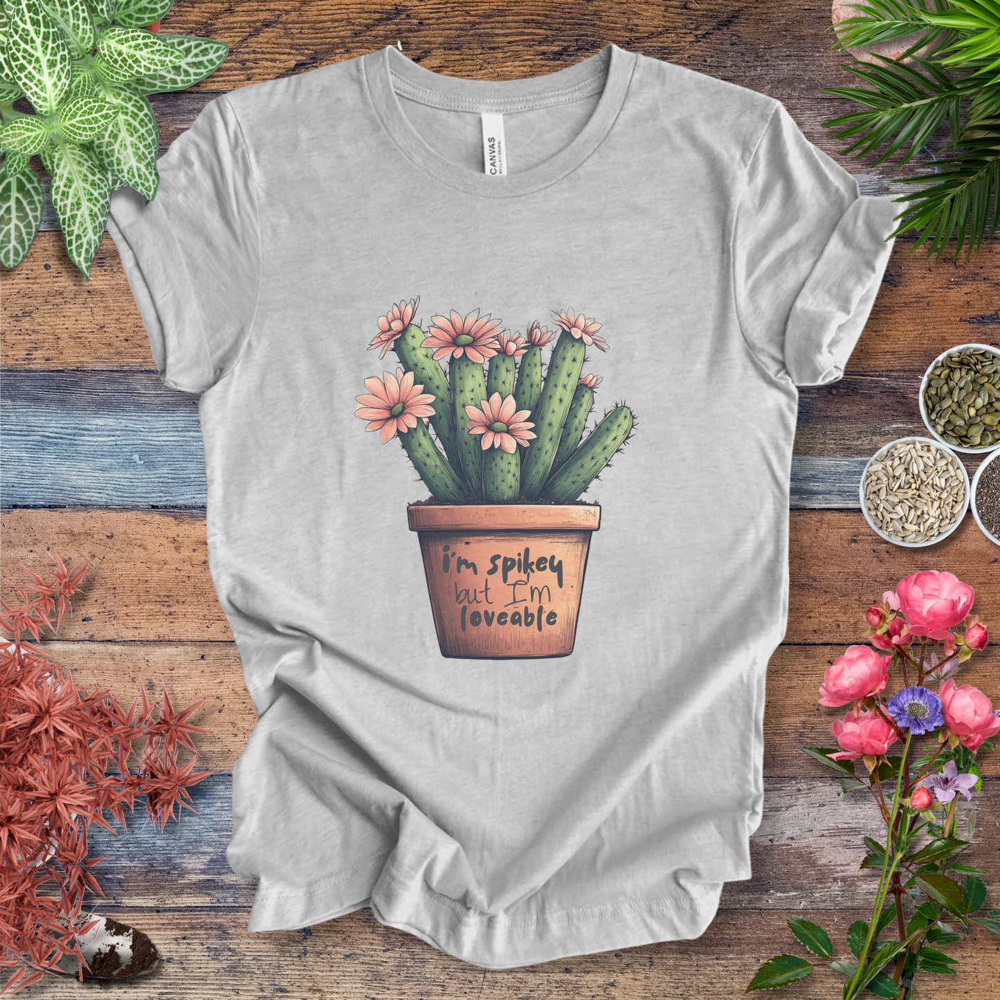 "I'm Spikey but I'm Lovable" Funny Cactus Lover T-Shirt