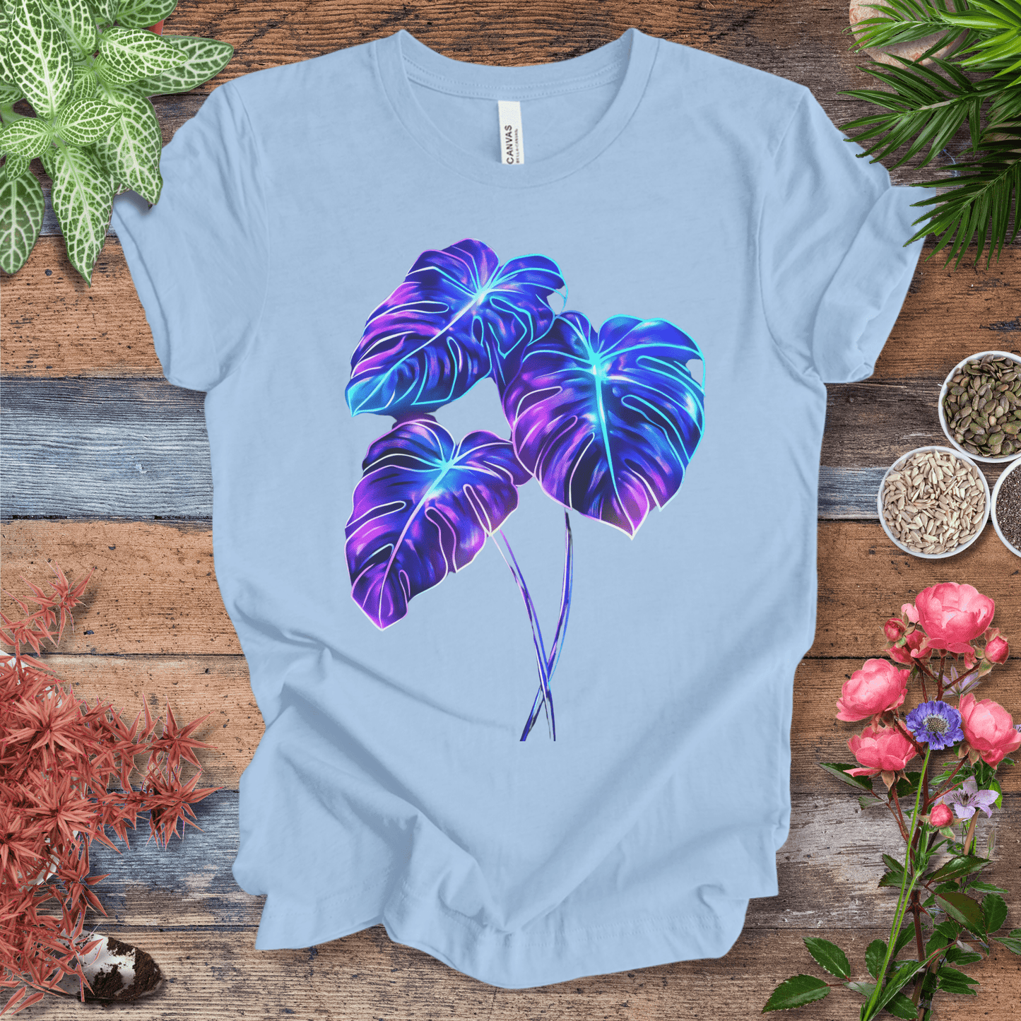 Bioluminescent Monstera Jungle Plant Lover Aesthetic T-Shirt