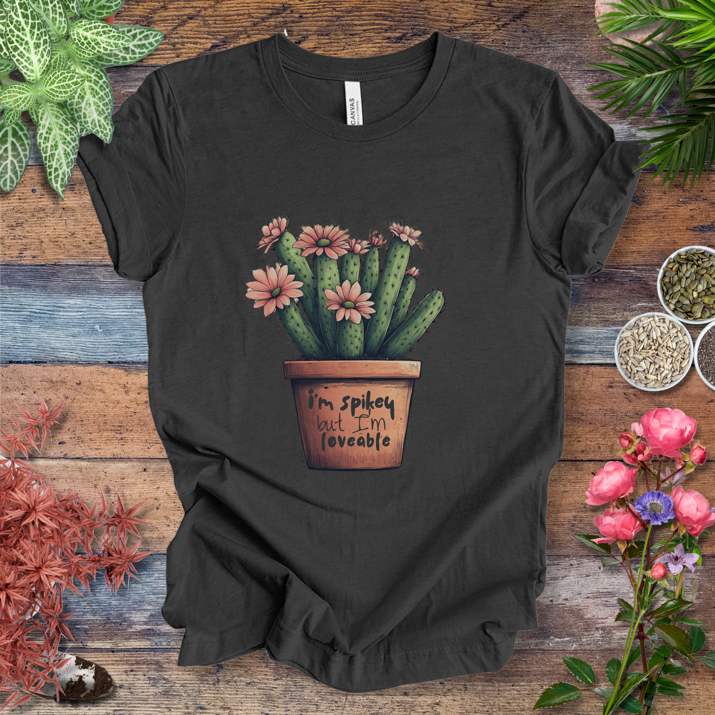 "I'm Spikey but I'm Lovable" Funny Cactus Lover T-Shirt