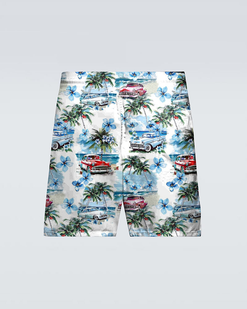 Hawaiian Car Beach Pattern Beach Quick-drying Trunks Swimming Trunks Plus Size Men