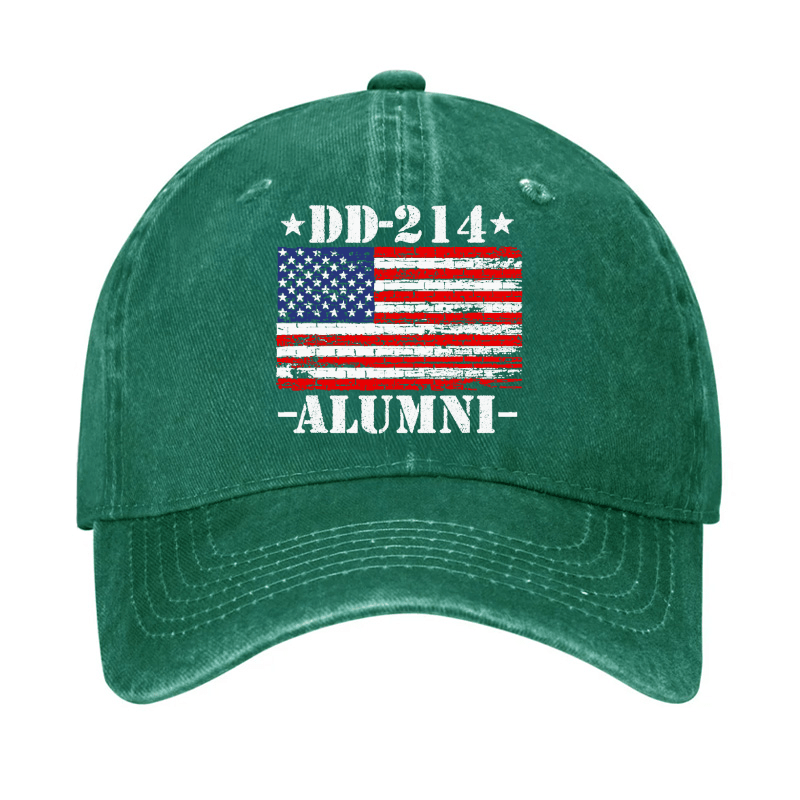 DD-214 Alumni Military Veteran American Flag Patriotic Cap (Free Customization)