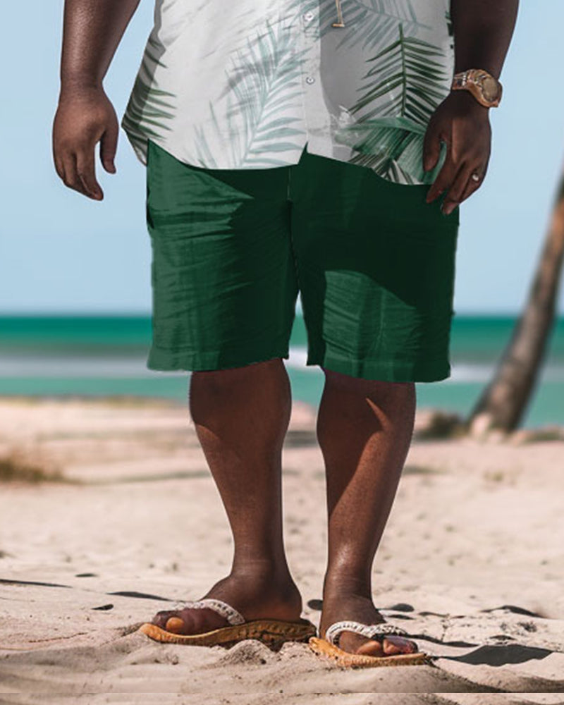 Men's Plus Size Hawaiian Plant Shirt Shorts Suit