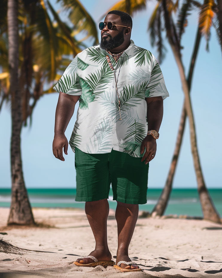 Men's Plus Size Hawaiian Plant Shirt Shorts Suit