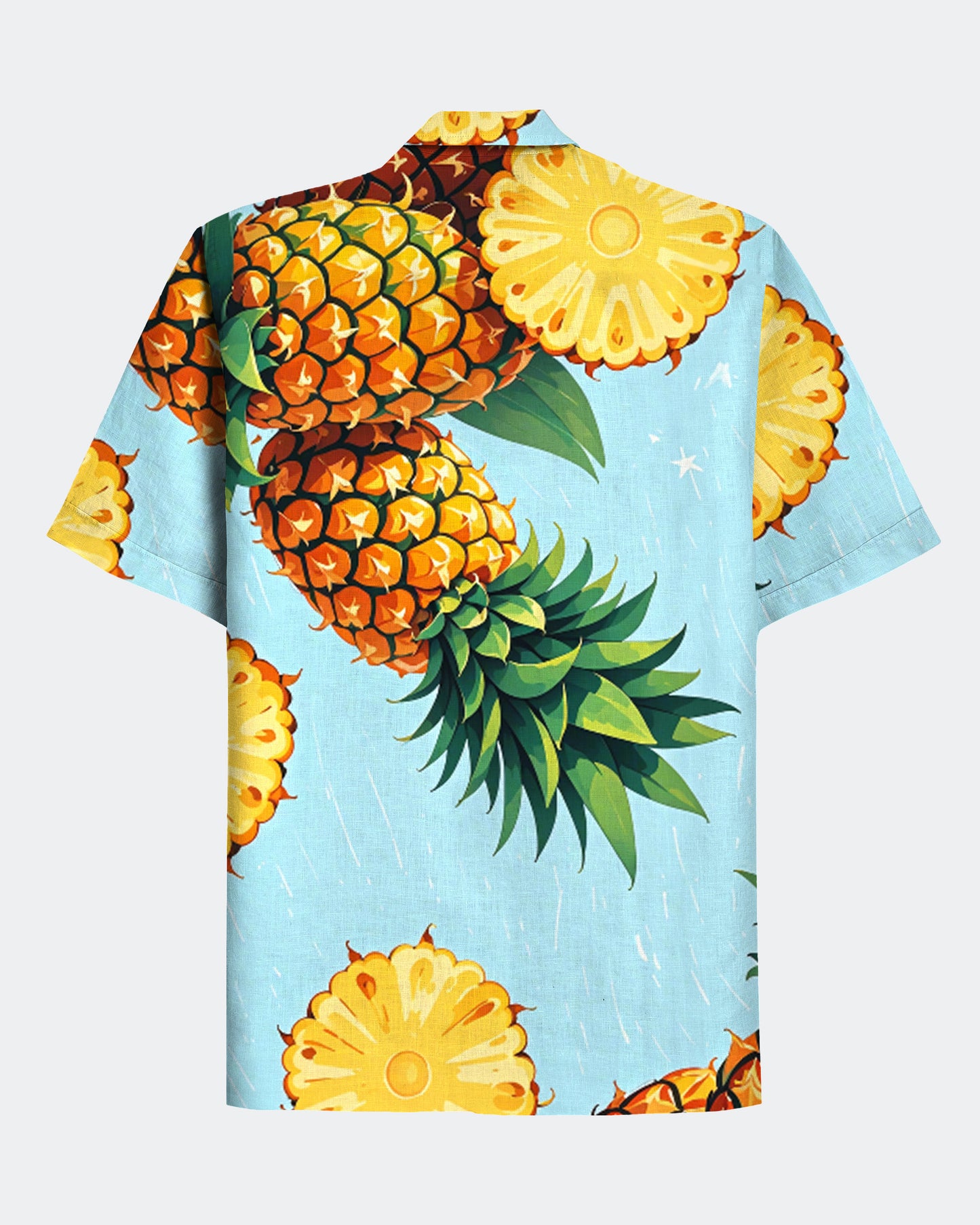 Men's Hawaiian Pineapple Print Cuban Collar Short Sleeve Shirt