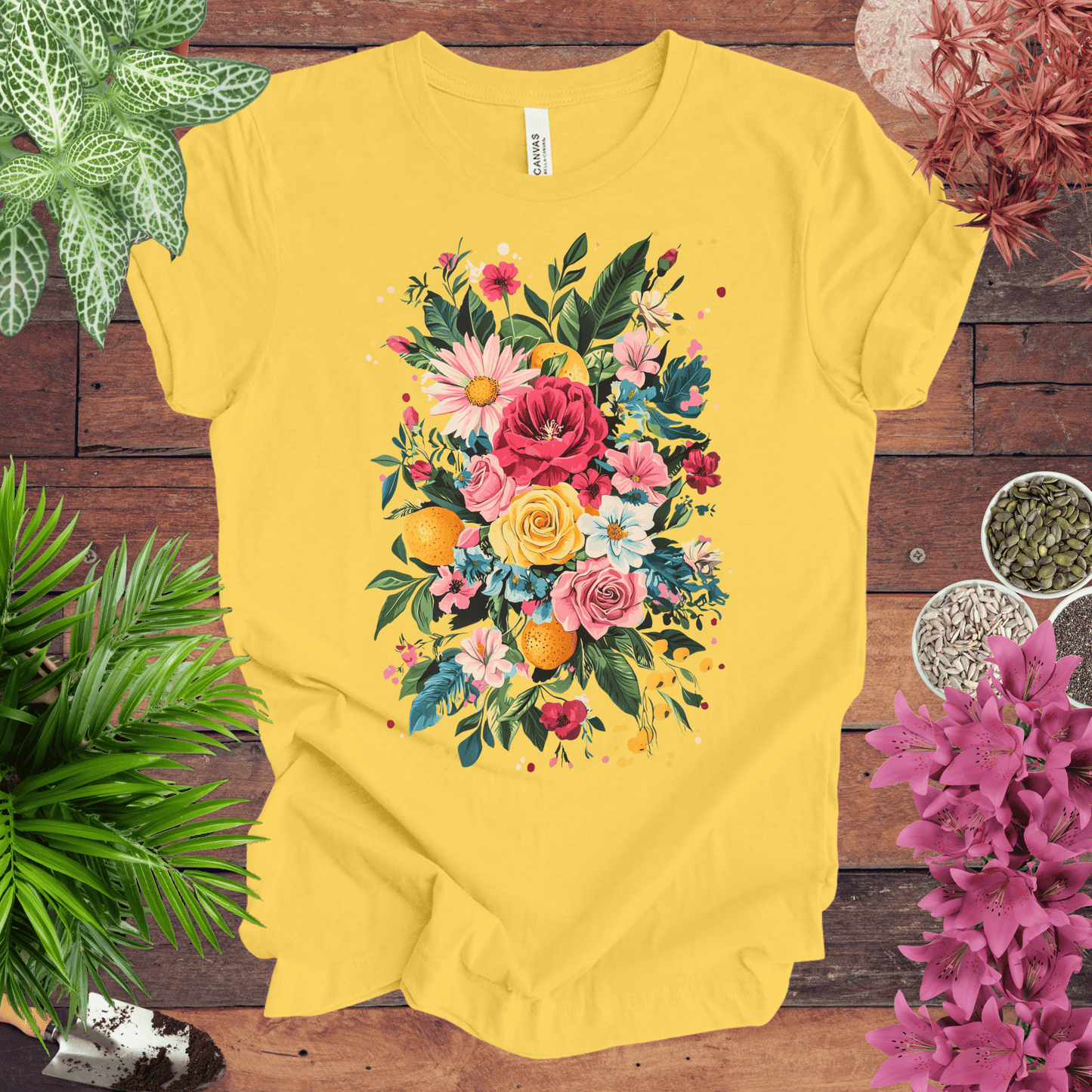 Vibrant Floral Citrus Bouquet T-Shirt