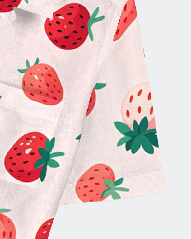 Men's Hawaii Strawberry Print Short Sleeve Shirt