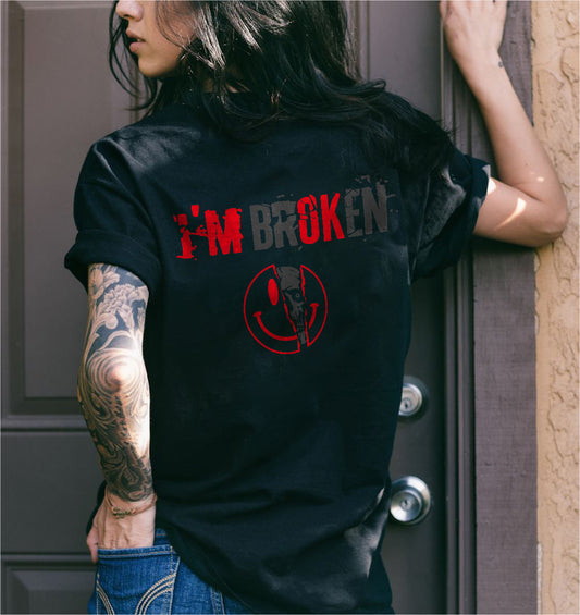 Vintage I'm Broken Skull Women's Monogram T-shirt