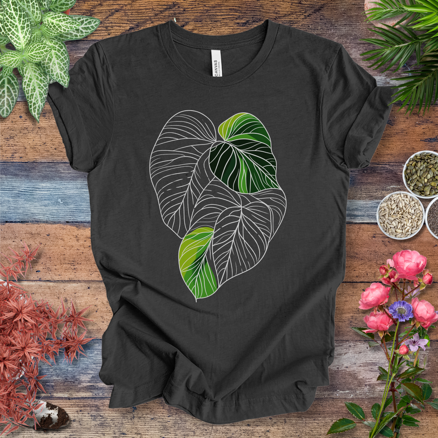 Abstract Green Monstera Leaf T-Shirt