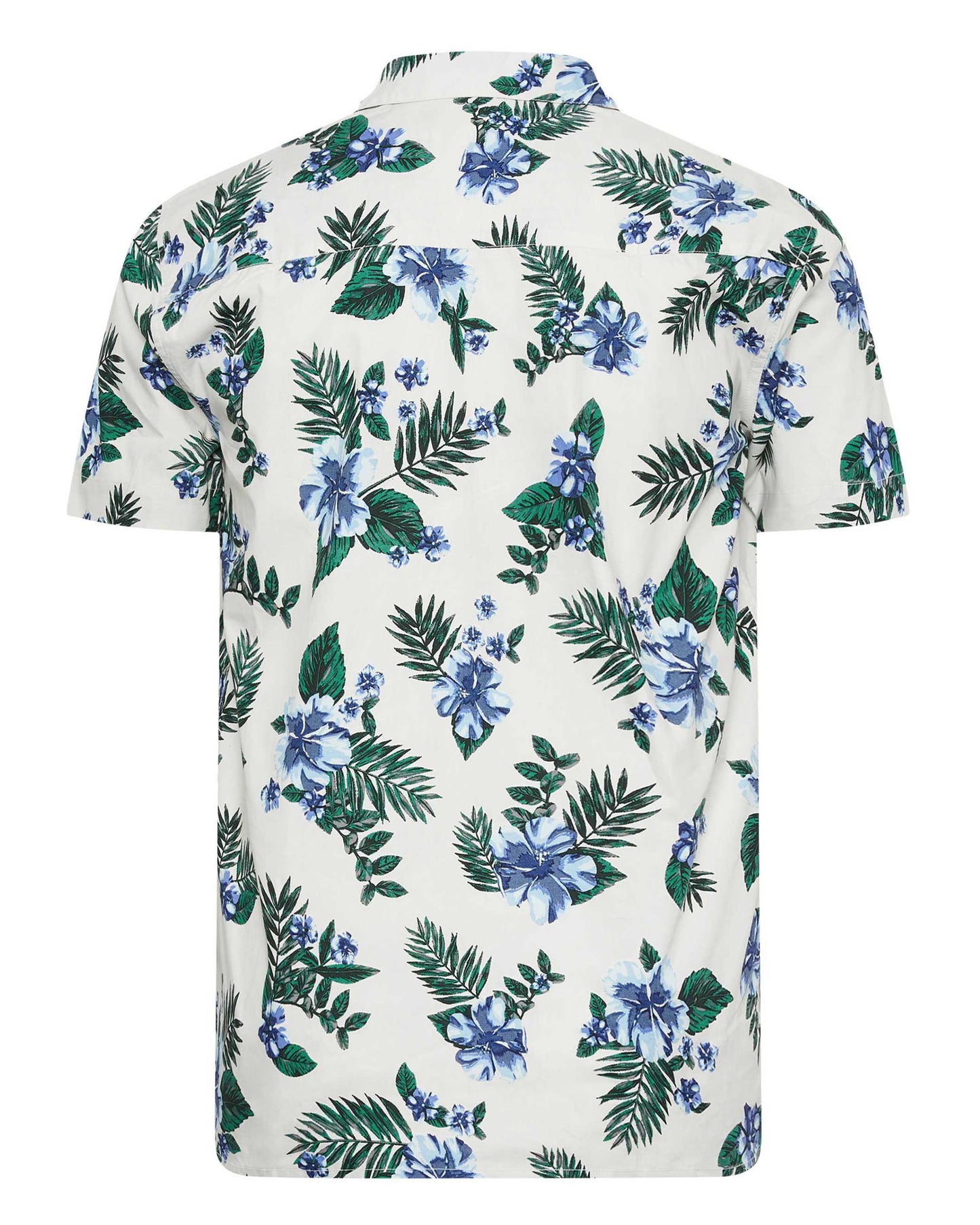 Men's Plus Size Purple Flowers and Leaves Short Sleeve Shirt