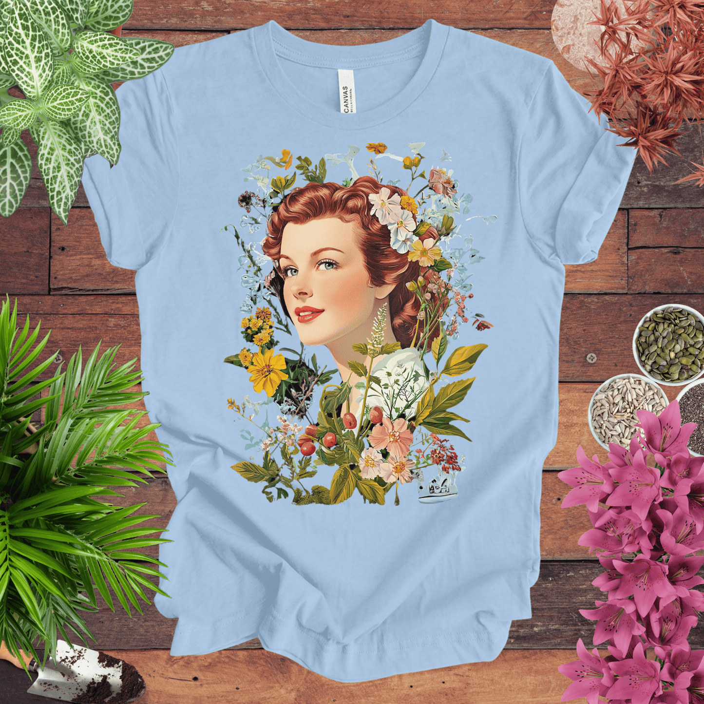 Vintage Floral Portrait T-Shirt