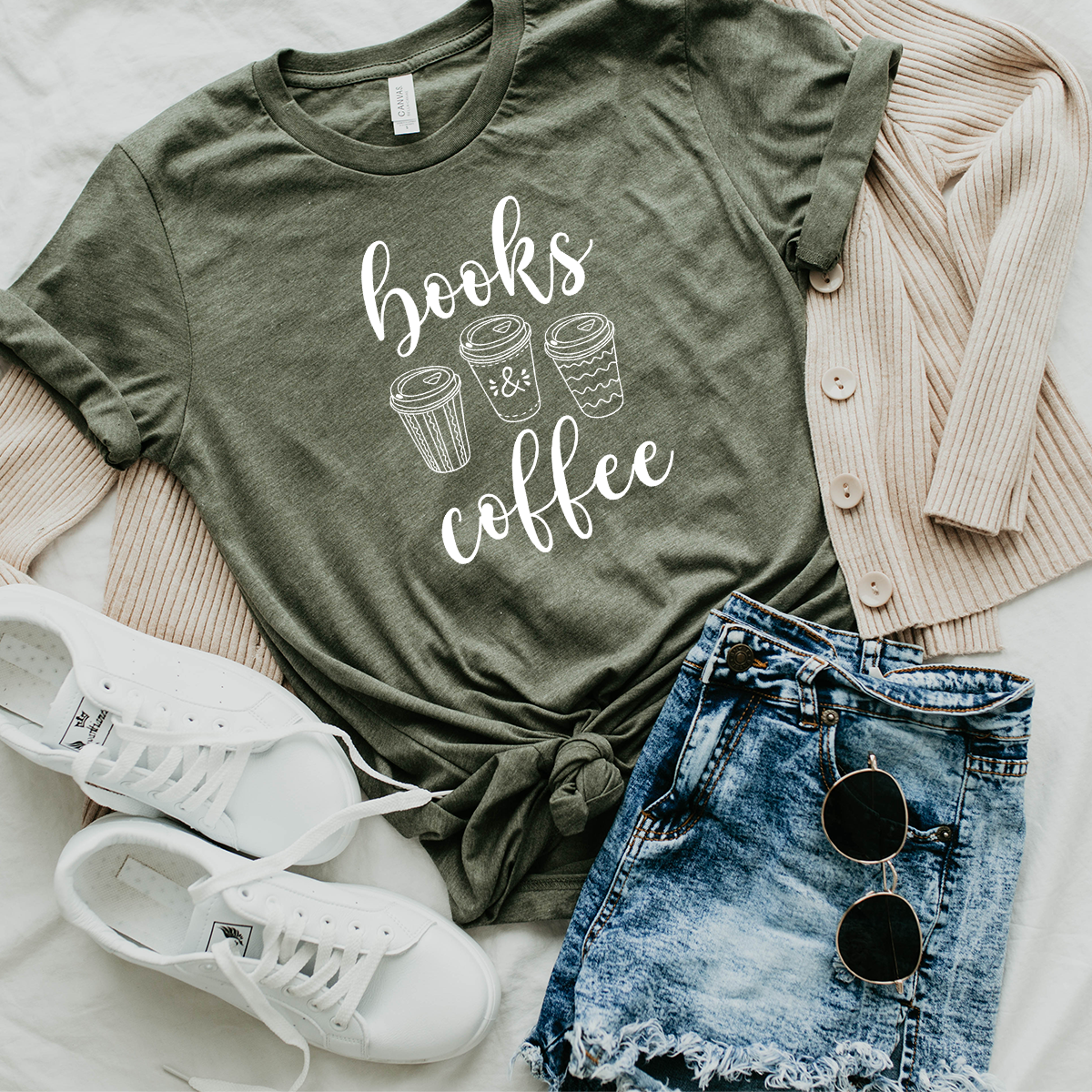 books & coffee unisex tee