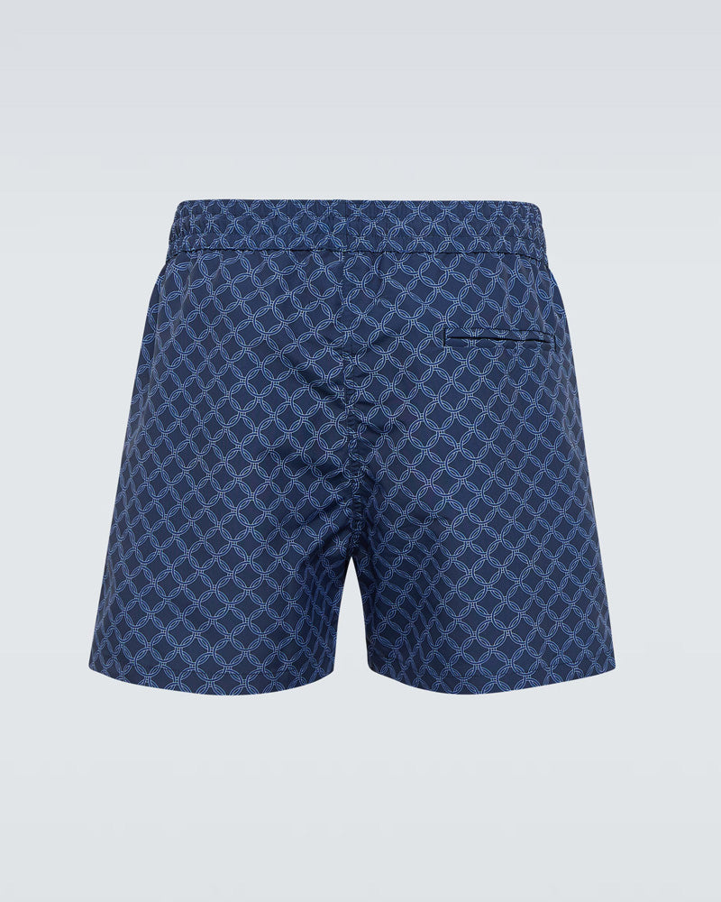 Plus Size Men's Blue Geometric Pattern Beach Quick-drying Trunks Swimming Trunks