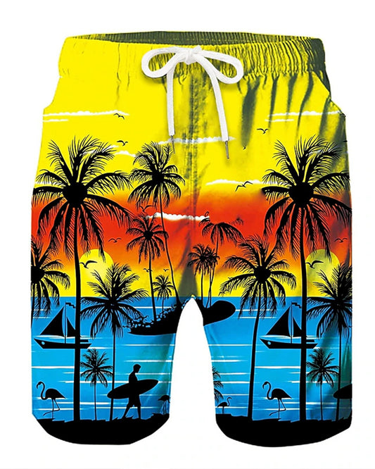 Beach Quick-drying Fabric Yellow Swimming Trunks Men's Plus Size