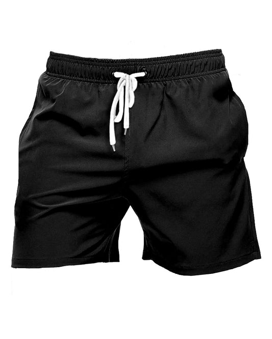 Beach Quick-drying Fabric Solid Color Black Swimming Trunks Men's Plus Size