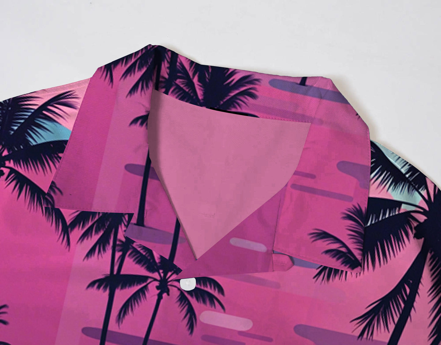 Men's Coconut Tree Geometric Pattern Print Hawaiian Lapel Short Sleeve Shirt