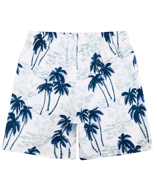 Beach Quick-Dried Coconut Tree-Print Swim Trunks