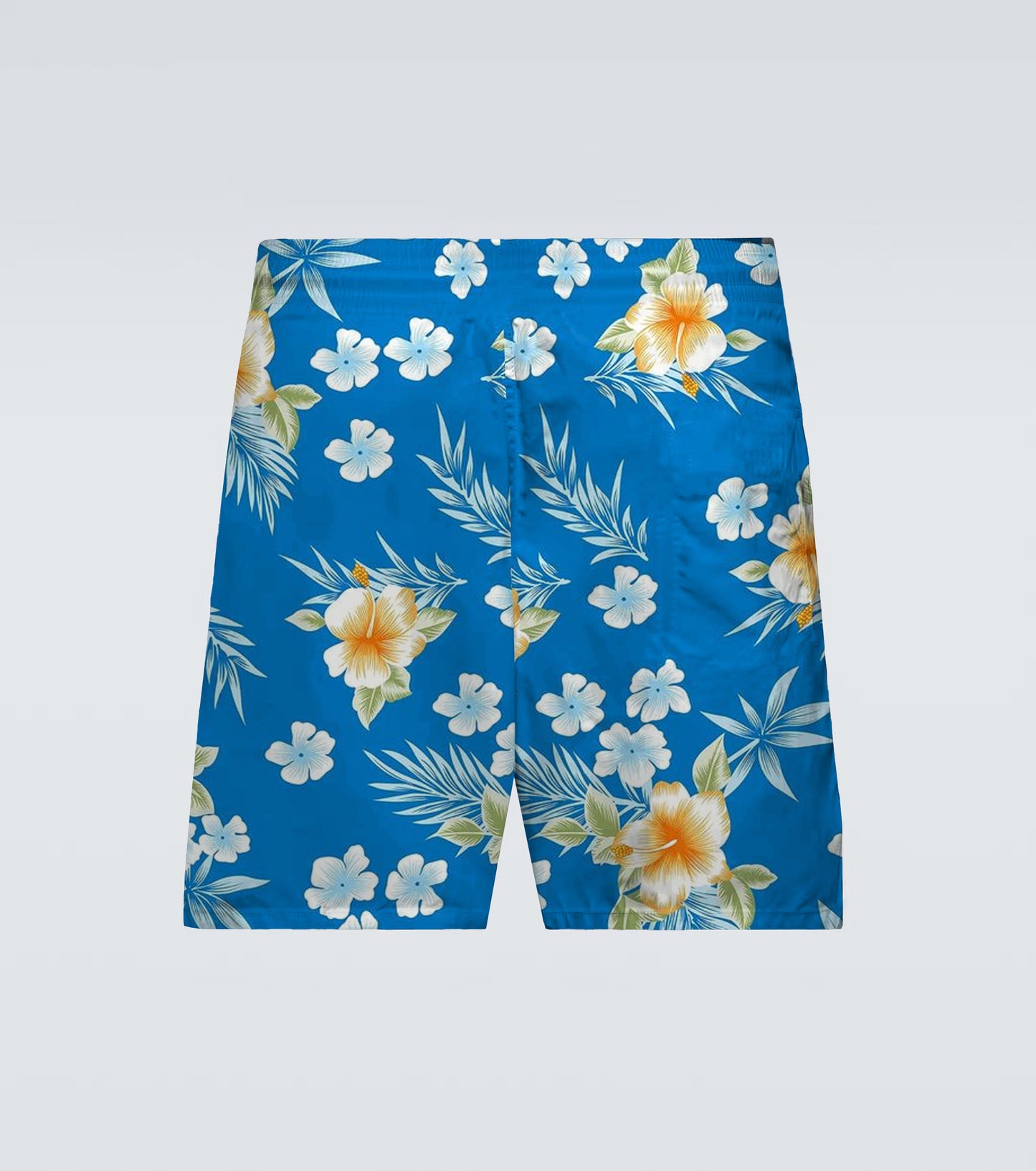 Plus Size Men's Blue Hawaiian Flower Beach Quick-drying Trunks Swimming Trunks