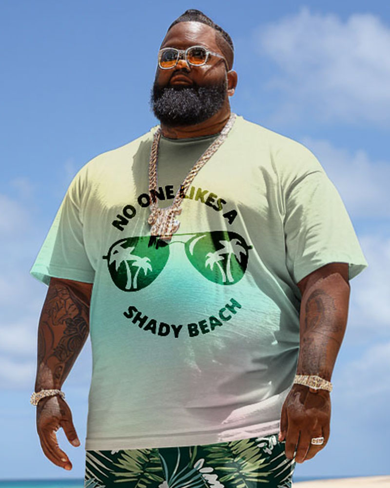 Men's Plus Size Hawaiian Tie-Dye Sunglasses Letter Print T-Shirt Shorts Suit