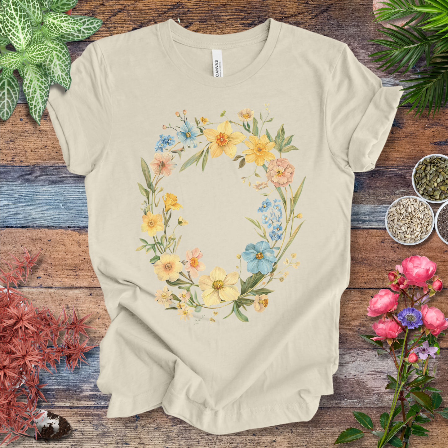 Spring Meadow Floral Wreath T-Shirt